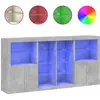 vidaXL Buffet avec lumières LED gris béton 202x37x100 cm