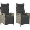 vidaXL Chaises inclinables de jardin lot de 2 et repose-pied rotin