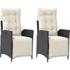 vidaXL Chaises inclinables de jardin lot de 2 repose-pied noir rotin