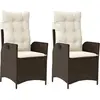 vidaXL Chaises inclinables de jardin lot de 2 et coussins marron rotin