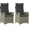vidaXL Chaises inclinables de jardin lot de 2 et coussins gris rotin