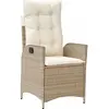 vidaXL Chaise inclinable de jardin avec coussins beige résine tressée