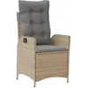 vidaXL Chaise inclinable de jardin coussins mélange beige poly rotin