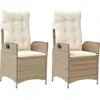 vidaXL Chaises inclinables de jardin lot de 2 et coussins beige rotin