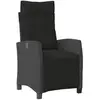 vidaXL Chaise inclinable de jardin et repose-pied noir résine tressée