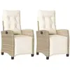 vidaXL Chaises inclinables de jardin lot de 2 avec repose-pied rotin