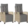 vidaXL Chaises inclinables de jardin lot de 2 avec repose-pied rotin