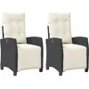 vidaXL Chaises inclinables de jardin lot de 2 repose-pied noir rotin