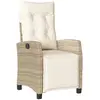 vidaXL Chaise inclinable de jardin avec coussins beige résine tressée
