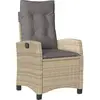 vidaXL Chaise inclinable de jardin coussins mélange beige poly rotin