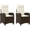 vidaXL Chaises inclinables de jardin lot de 2 et coussins marron rotin
