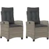 vidaXL Chaises inclinables de jardin lot de 2 et coussins gris rotin