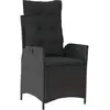 vidaXL Chaise inclinable de jardin avec coussins noir résine tressée