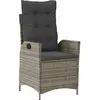 vidaXL Chaise inclinable de jardin avec coussins gris résine tressée