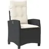 vidaXL Chaise inclinable de jardin avec coussins noir résine tressée