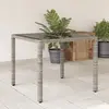 vidaXL Table de jardin dessus en verre Gris 90x90x75 cm Résine tressée
