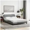 vidaXL Cadre de lit avec tête de lit Gris clair 140x190 cm Tissu