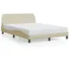 vidaXL Cadre de lit avec tête de lit Crème 140x190 cm Tissu
