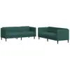 vidaXL Ensemble de canapés 2 pcs vert foncé tissu