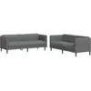 vidaXL Ensemble de canapés 2 pcs gris foncé tissu