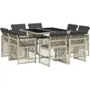 vidaXL Ensemble à manger de jardin et coussins 9 pcs gris clair rotin
