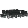 vidaXL Ensemble à manger de jardin 15 pcs coussins noir résine tressée