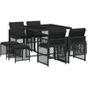 vidaXL Ensemble à manger de jardin 9pcs coussins noir résine tressée
