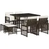 vidaXL Ensemble à manger de jardin et coussins 9 pcs marron poly rotin
