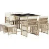 vidaXL Ensemble à manger de jardin et coussins 9 pcs beige Poly rotin