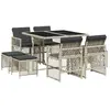 vidaXL Ensemble à manger de jardin et coussins 9 pcs gris clair rotin