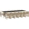 vidaXL Ensemble à manger de jardin et coussins 13 pcs beige