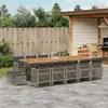 vidaXL Ensemble à manger de jardin 15 pcs coussins gris résine tressée