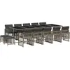 vidaXL Ensemble à manger de jardin 15 pcs coussins gris résine tressée