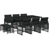 vidaXL Ensemble à manger de jardin 11 pcs coussins noir résine tressée