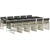 vidaXL Ensemble à manger de jardin 11pcs avec coussins gris poly rotin