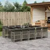 vidaXL Ensemble à manger de jardin 11pcs avec coussins gris poly rotin