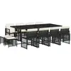 vidaXL Ensemble à manger de jardin 13 pcs coussins noir résine tressée