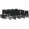 vidaXL Ensemble à manger de jardin 13 pcs coussins noir résine tressée