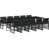 vidaXL Ensemble à manger de jardin 11 pcs coussins noir résine tressée