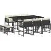 vidaXL Ensemble à manger de jardin 11 pcs coussins noir résine tressée