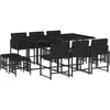 vidaXL Ensemble à manger de jardin 11 pcs coussins noir résine tressée