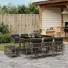 vidaXL Ensemble à manger de jardin 11pcs avec coussins gris poly rotin