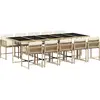 vidaXL Ensemble à manger de jardin et coussins 11 pcs beige poly rotin
