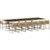 vidaXL Ensemble à manger de jardin et coussins 13 pcs beige