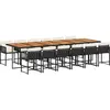 vidaXL Ensemble à manger de jardin 13 pcs coussins noir résine tressée