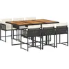 vidaXL Ensemble à manger de jardin coussins 7pcs Noir Résine tressée