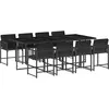 vidaXL Ensemble à manger de jardin 9pcs coussins noir résine tressée