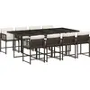 vidaXL Ensemble à manger de jardin et coussins 9 pcs marron poly rotin