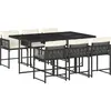 vidaXL Ensemble à manger de jardin coussins 7pcs Noir Résine tressée