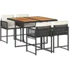 vidaXL Ensemble à manger de jardin coussins 5pcs Noir Résine tressée